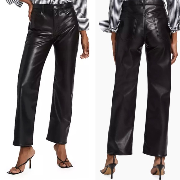 NWT Frame Le Jane Faux Leather Crop Pants in black size 32 Women